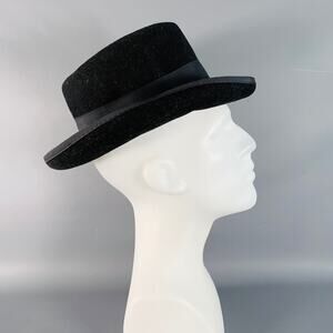 DORFMAN PACIFIC Vintage Black Wool Felt Fedora Hat